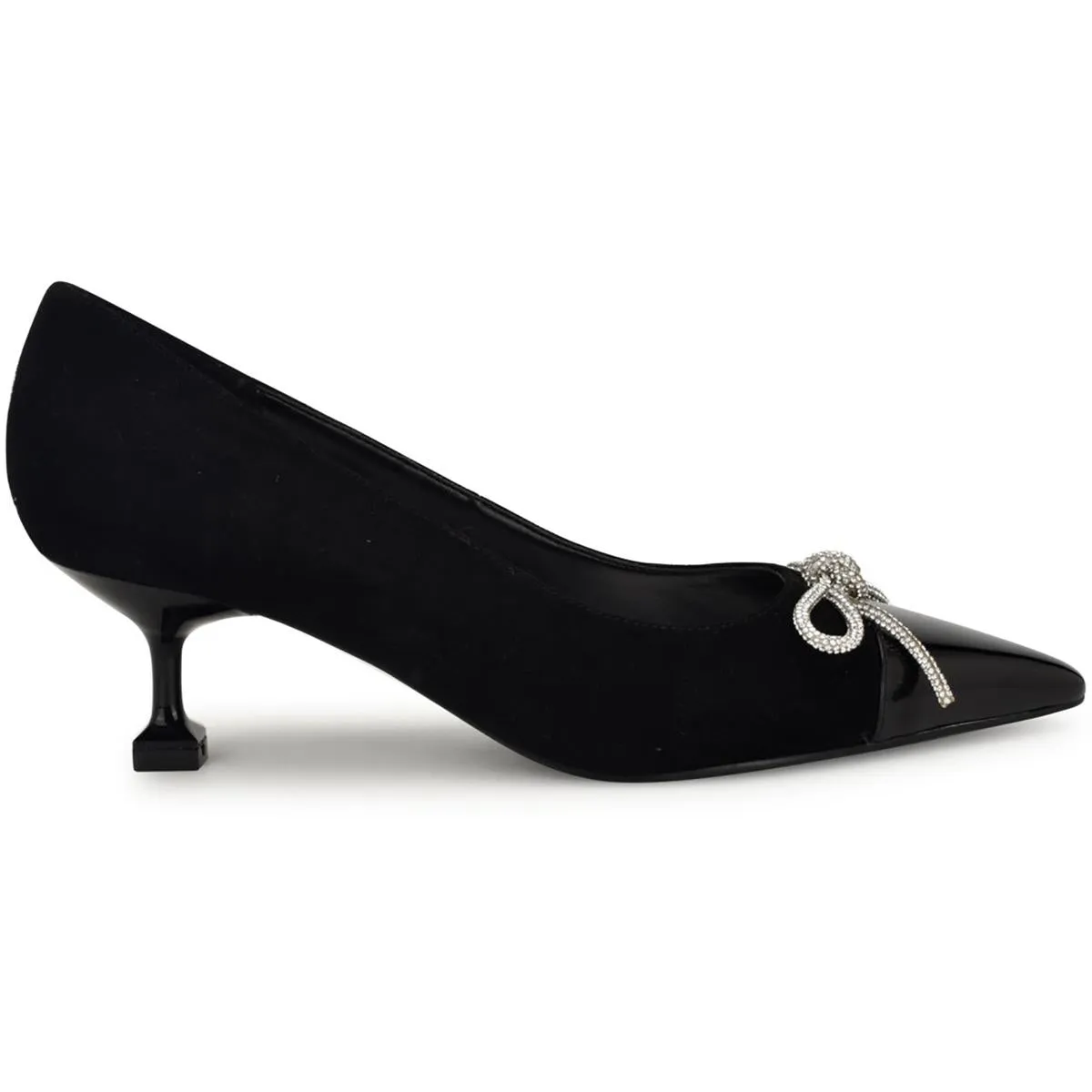 Womens Bow Leather Kitten Heels