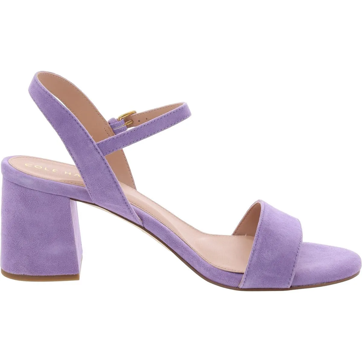 Womens Buckle Faux Suede Block Heels