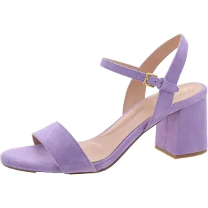 Womens Buckle Faux Suede Block Heels