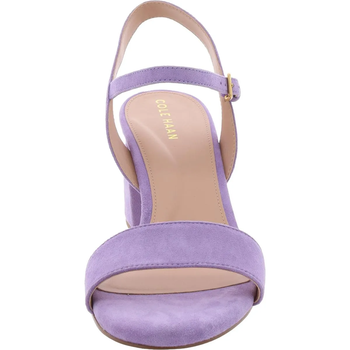 Womens Buckle Faux Suede Block Heels