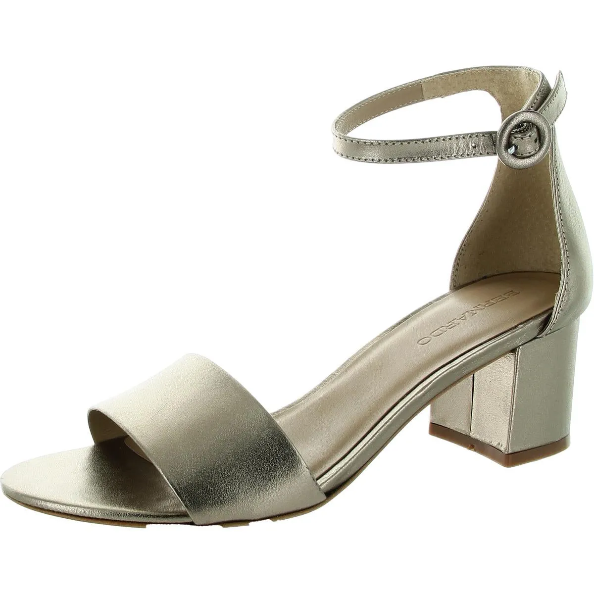 Womens Buckle Leather Block Heels
