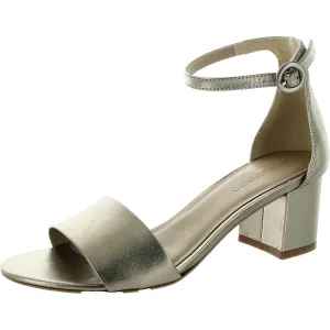Womens Buckle Leather Block Heels
