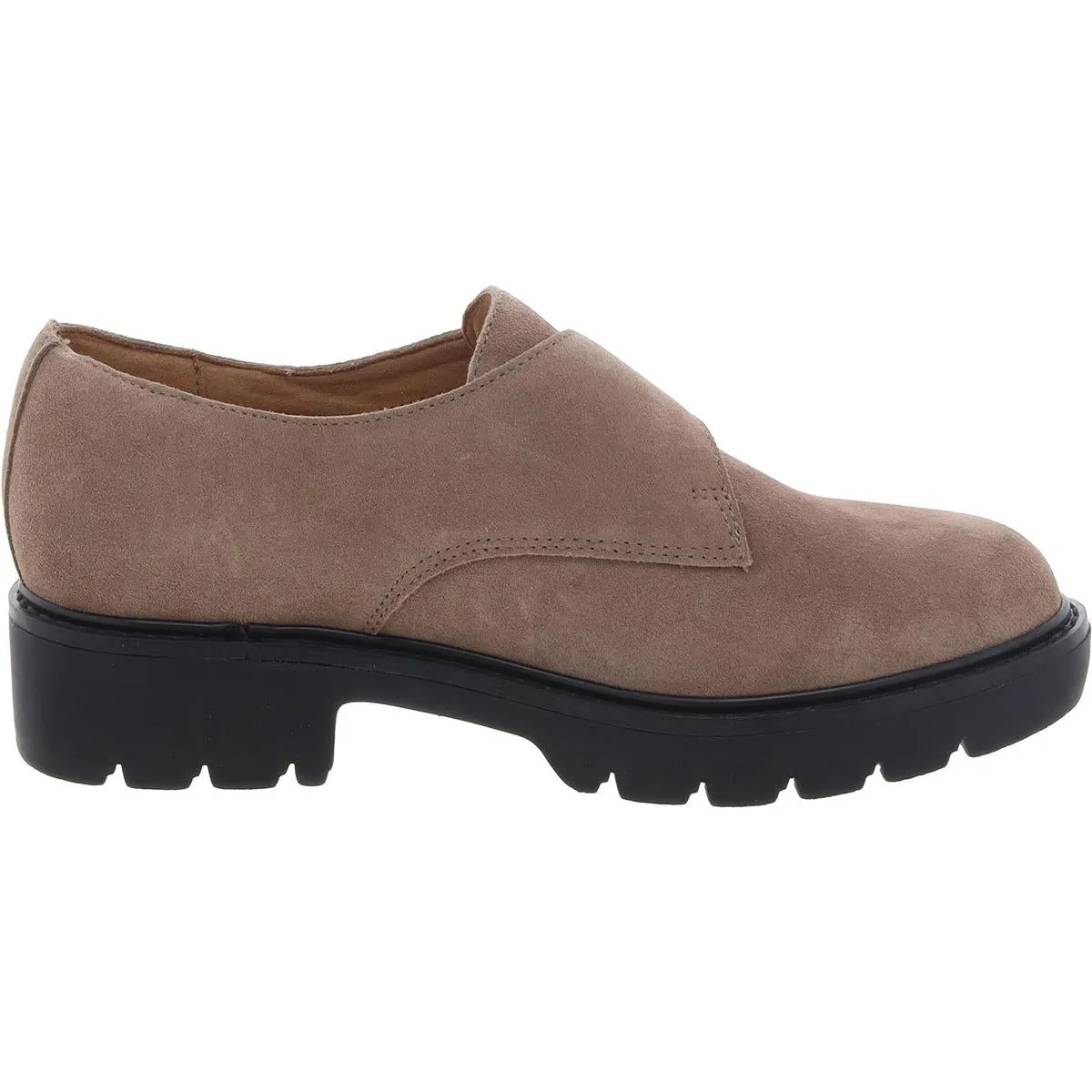 Womens Buckle Leather Loafer Heels