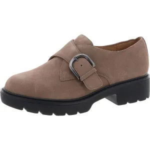 Womens Buckle Leather Loafer Heels