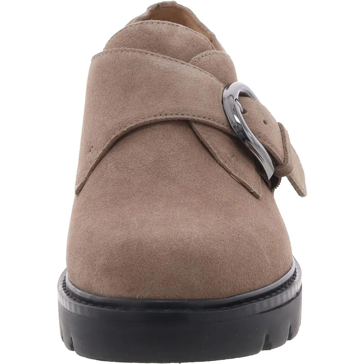 Womens Buckle Leather Loafer Heels