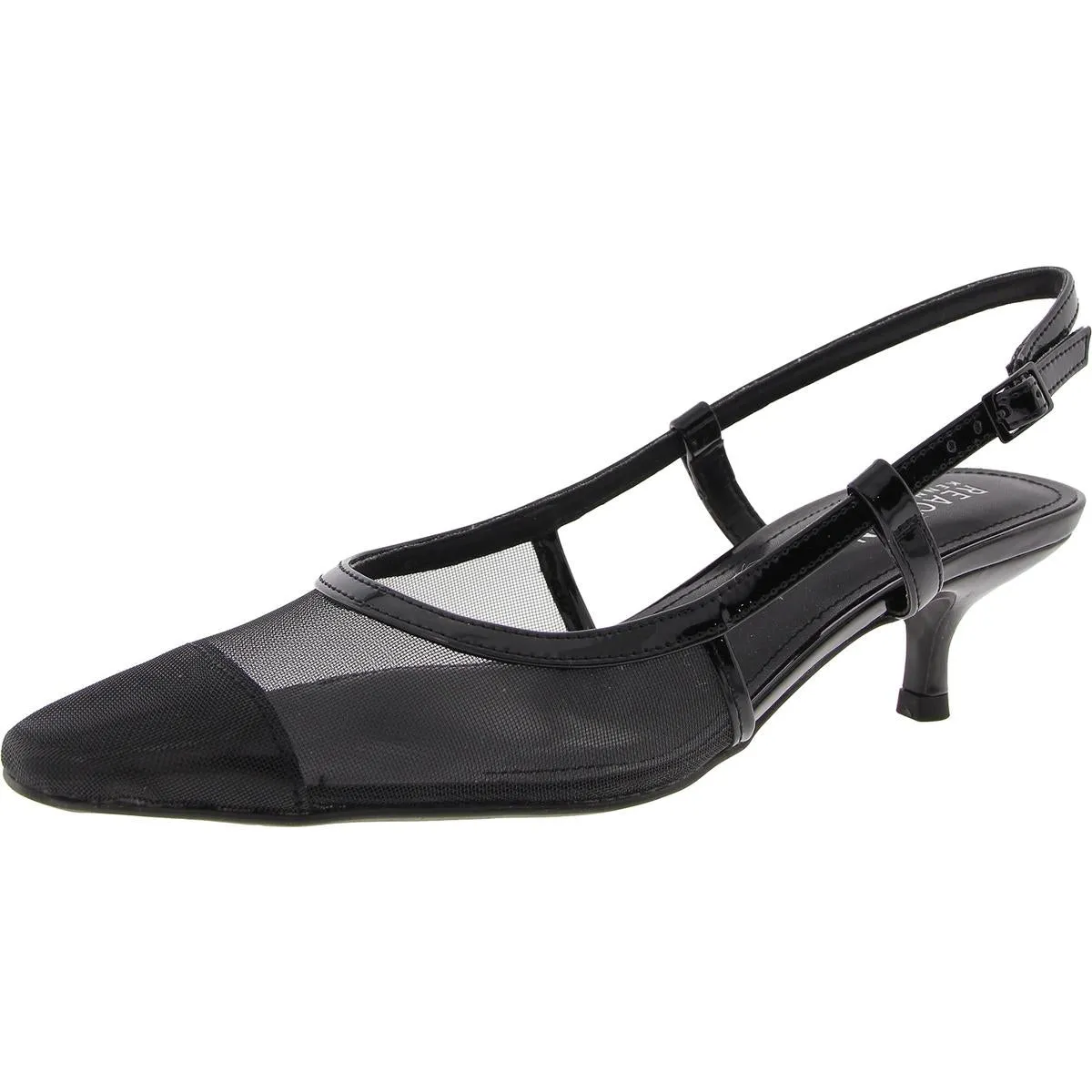 Womens Buckle Mesh Slingback Heels