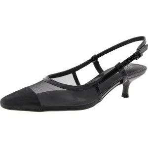 Womens Buckle Mesh Slingback Heels