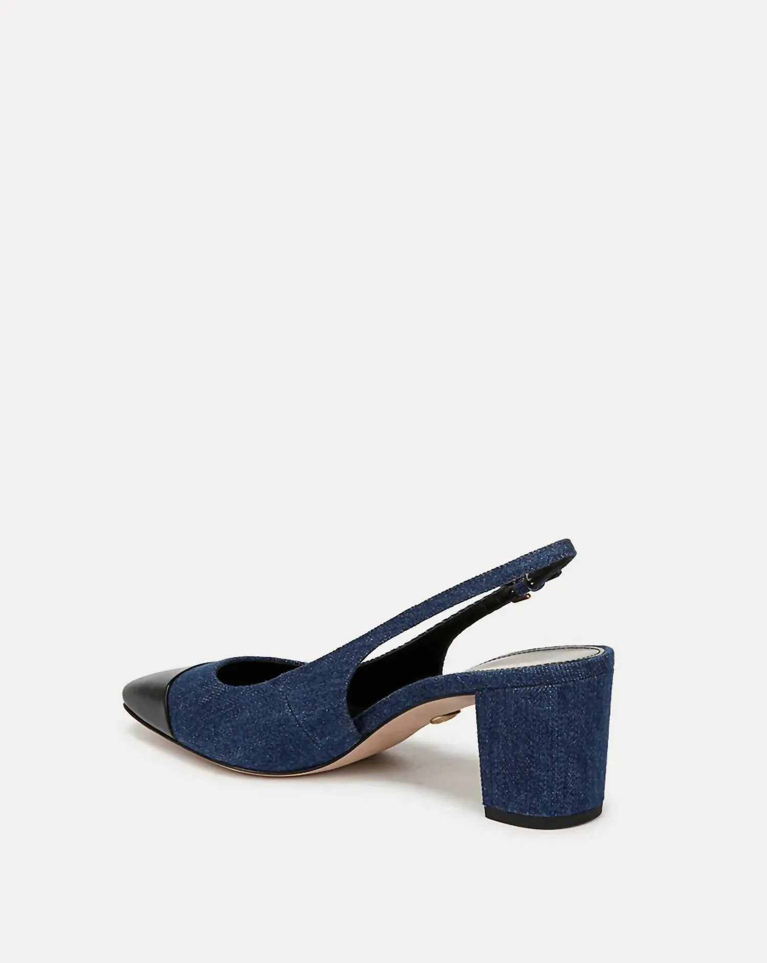 Women's Cecile Denim Cap-Toe Slingback Pump In Denim Blue/black