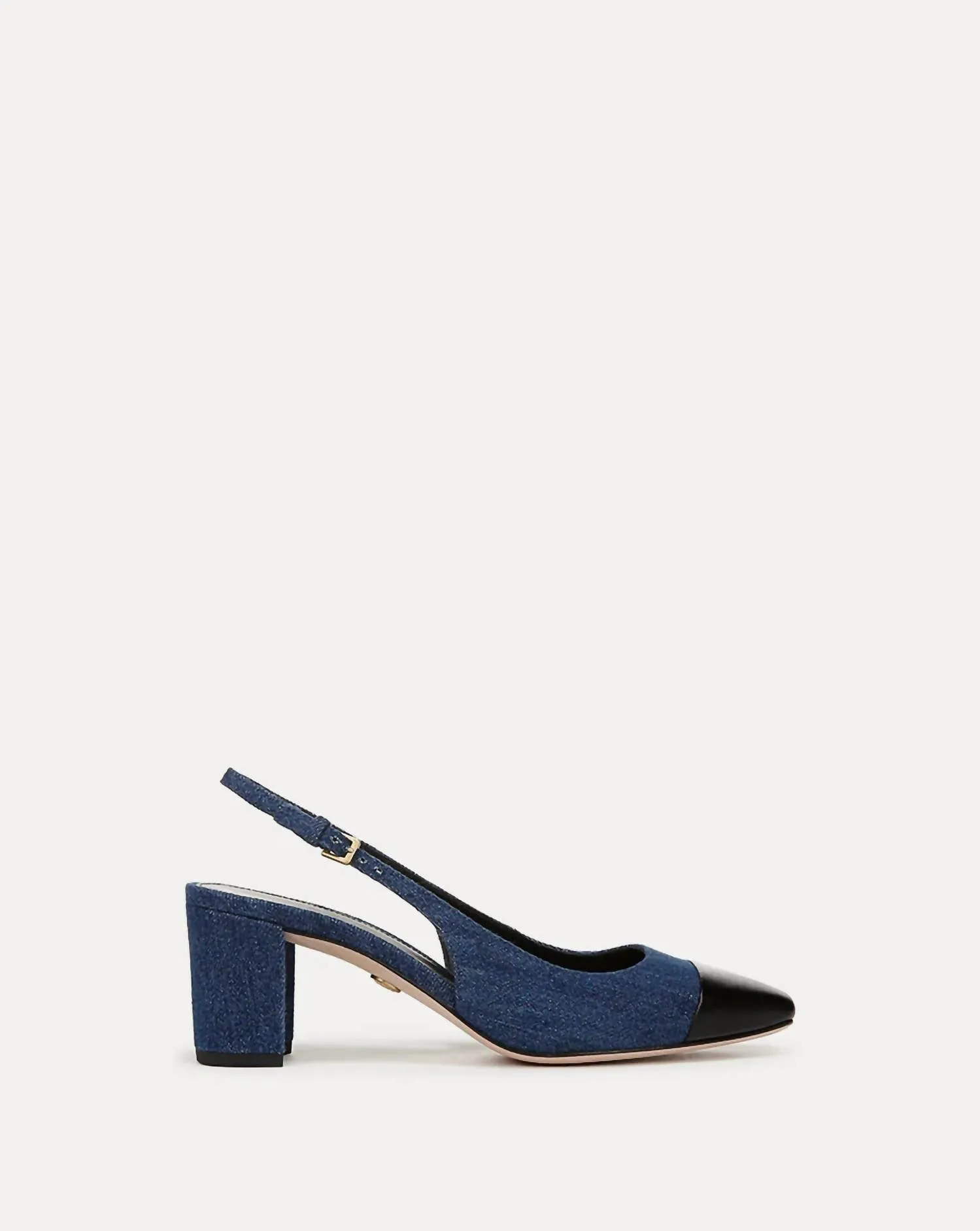 Women's Cecile Denim Cap-Toe Slingback Pump In Denim Blue/black