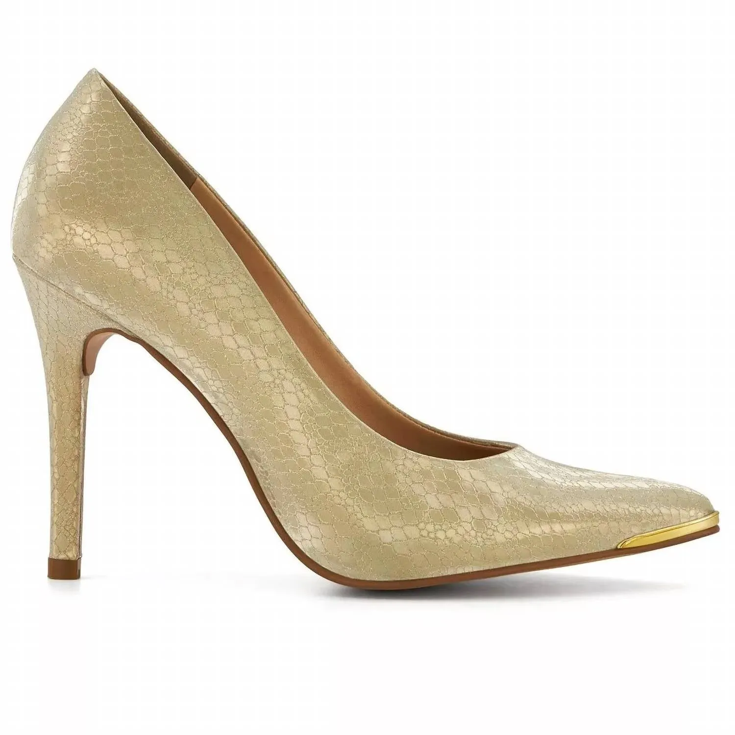 Women's Classic High Heels With Metallic Detail In Gold