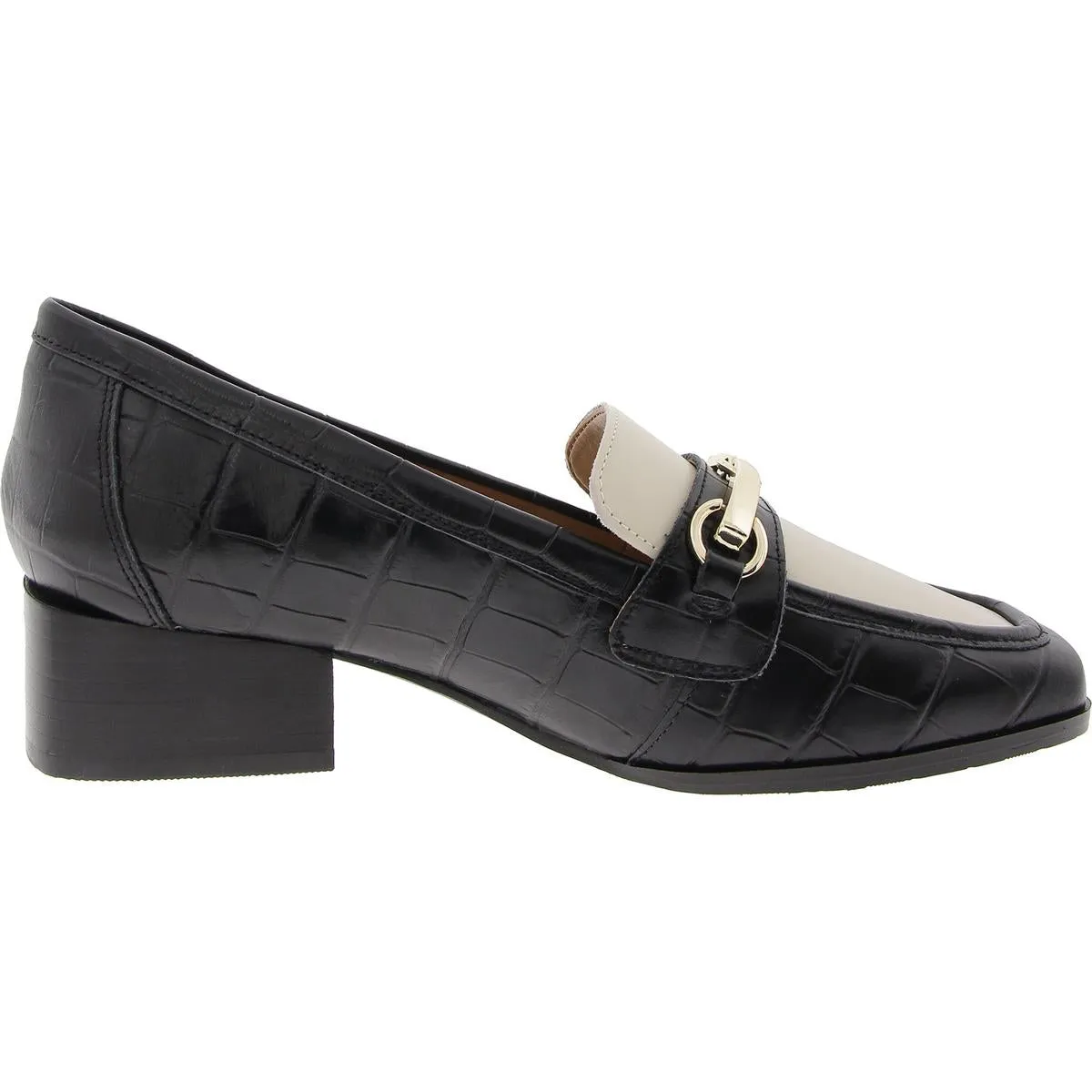 Womens Colorblock Leather Loafer Heels