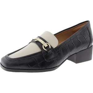 Womens Colorblock Leather Loafer Heels