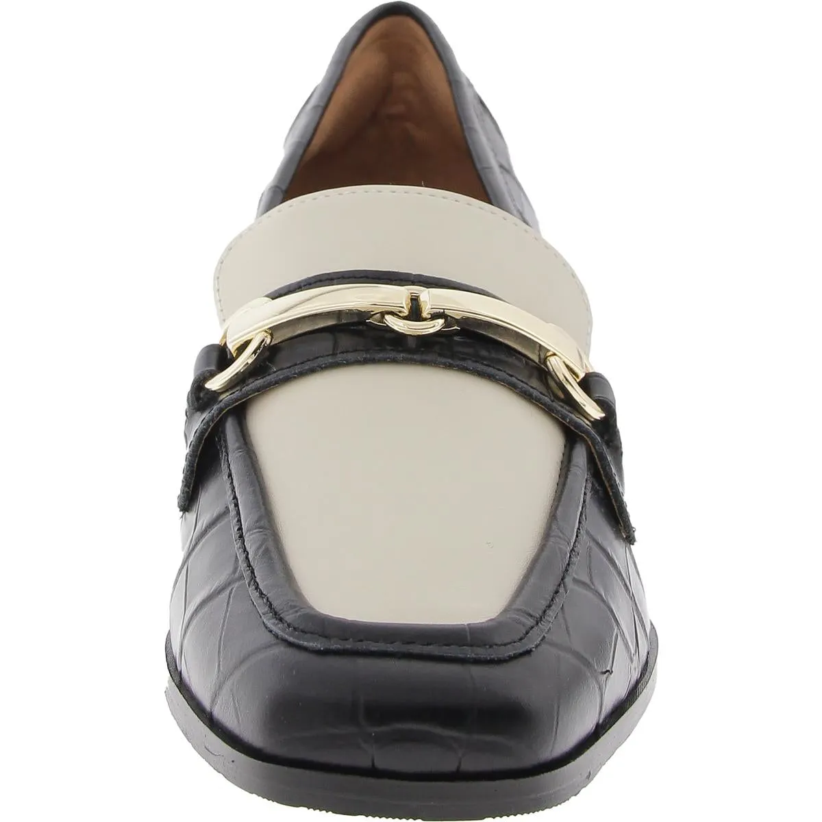 Womens Colorblock Leather Loafer Heels