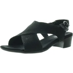 Womens Criss-Cross Faux Leather Slingback Heels