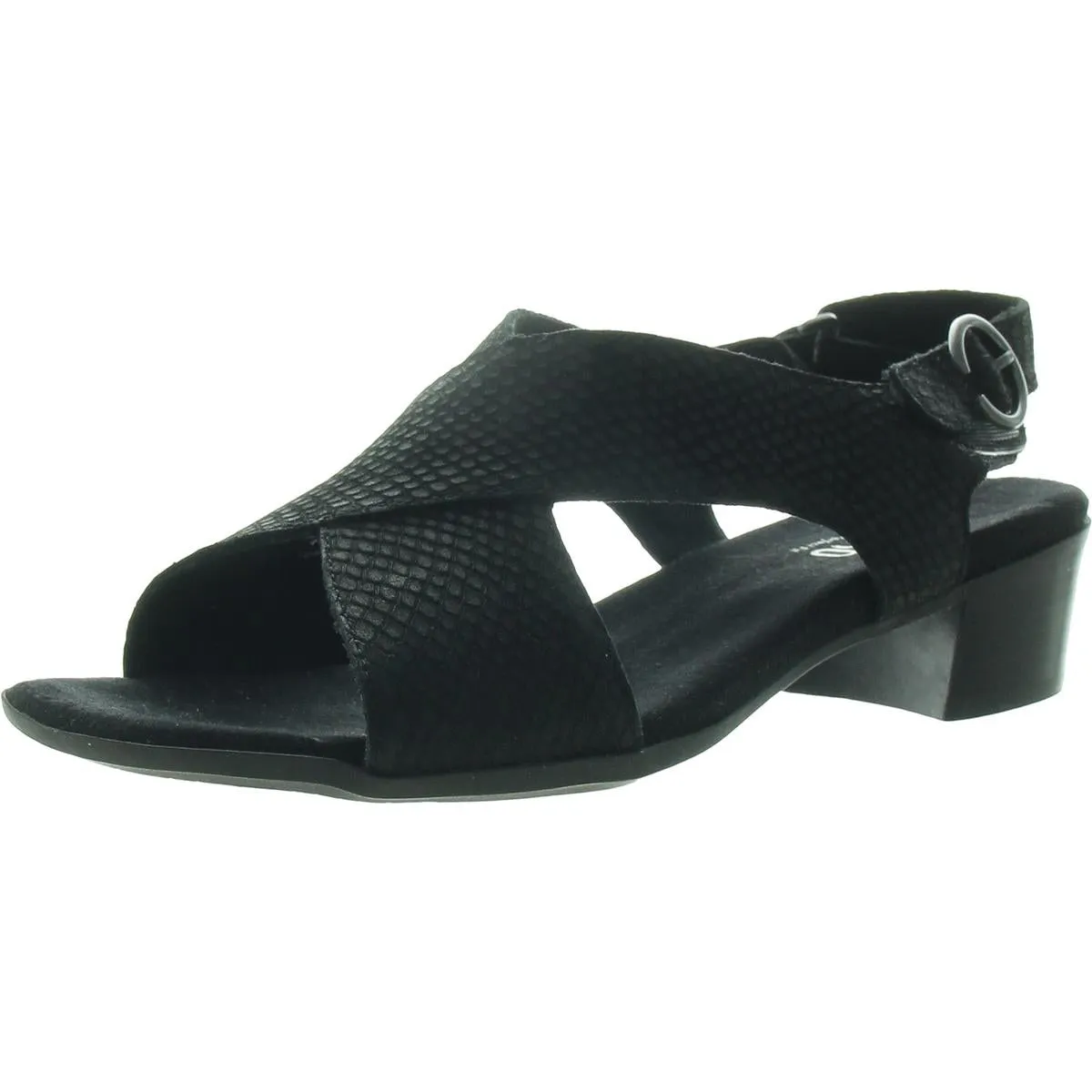 Womens Criss-Cross Faux Leather Slingback Heels