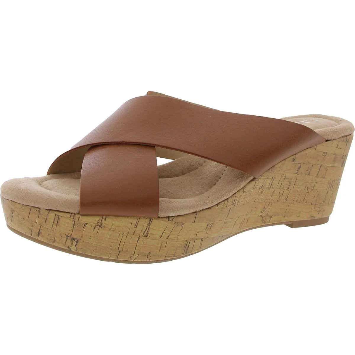 Womens Criss-Cross Manmade Wedge Heels