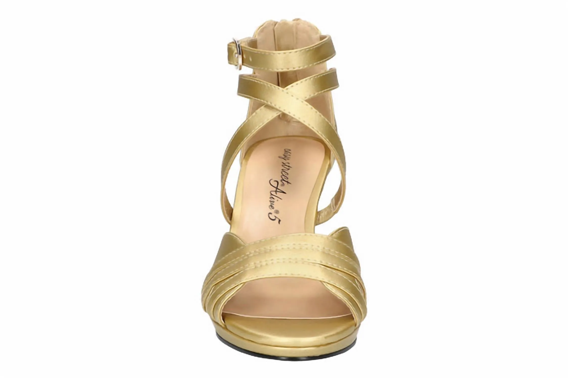 Women's Crissa Heeled Sandal In Gold Satin