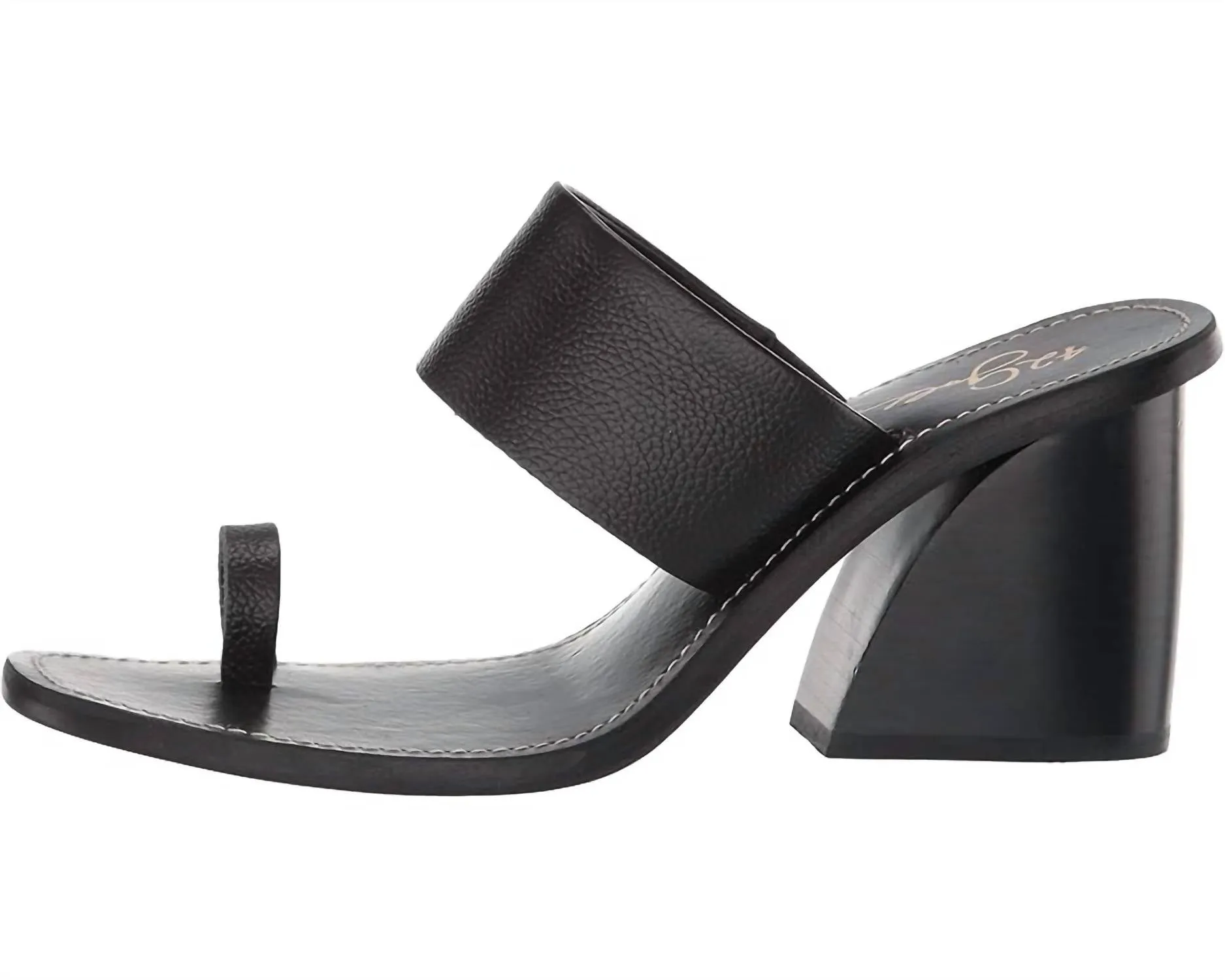 Women's Eedie Single Toe Wide Strap Leather Heels In Black