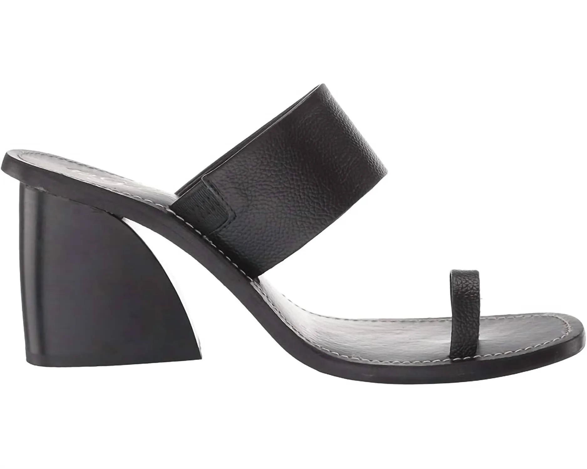 Women's Eedie Single Toe Wide Strap Leather Heels In Black