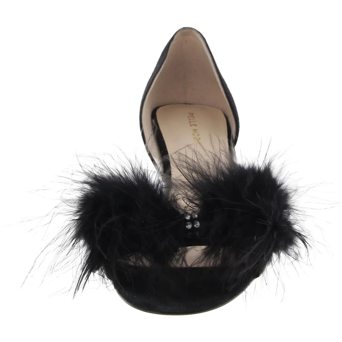 Womens Embellished Feathers D'Orsay Heels