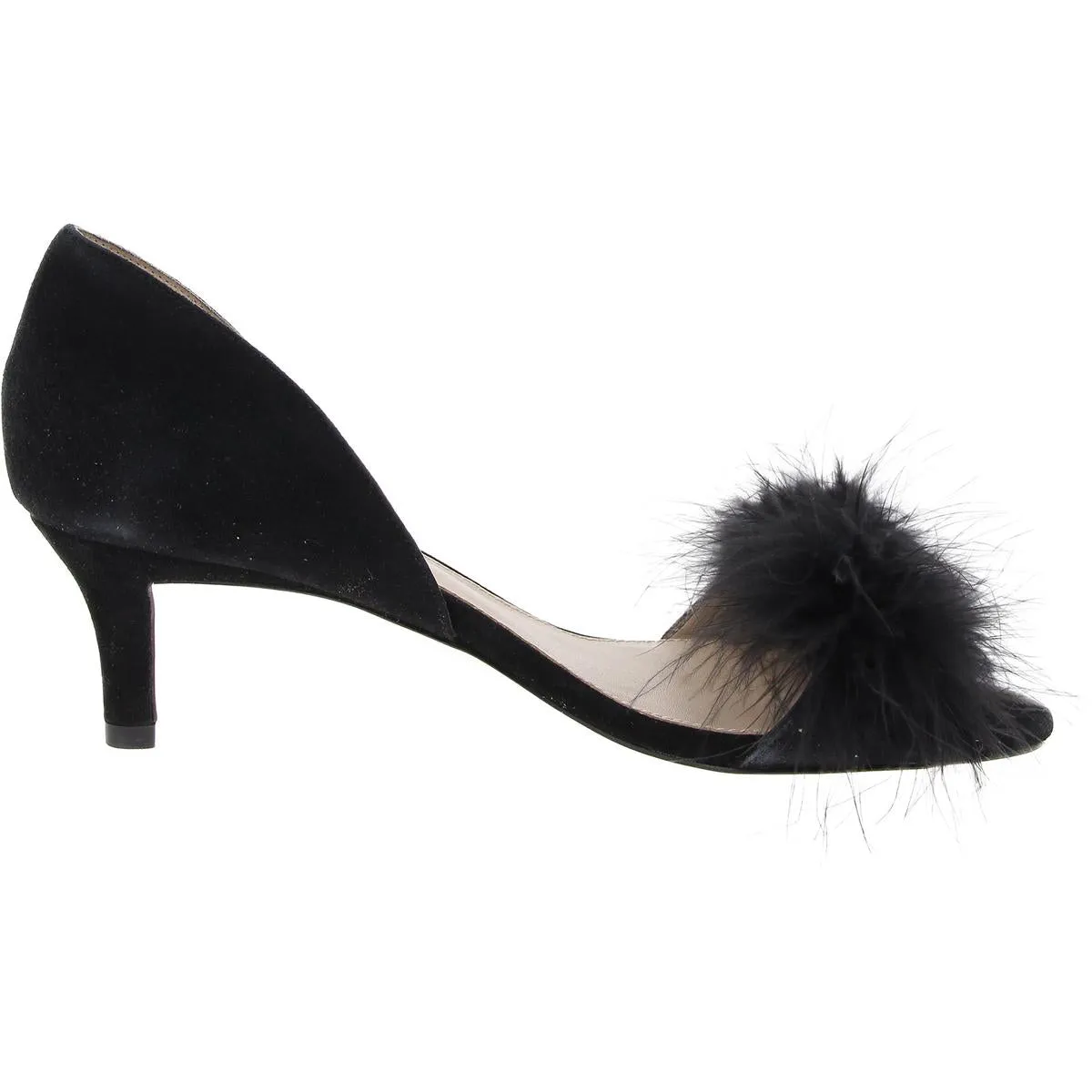Womens Embellished Feathers D'Orsay Heels