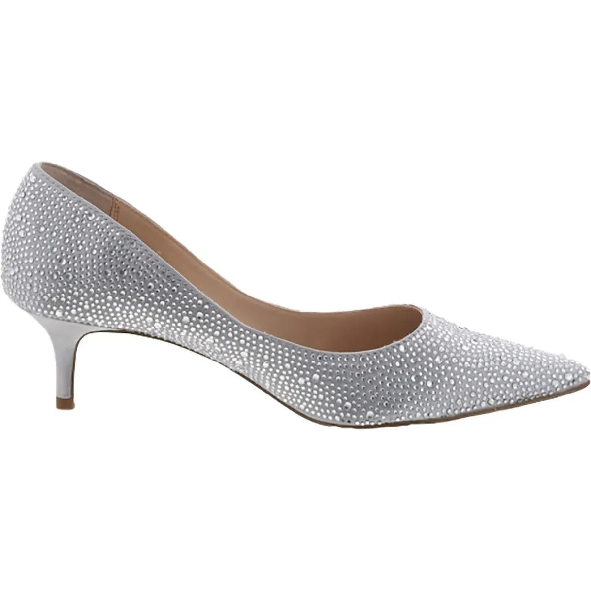Womens Embellished Pointed Toe Kitten Heels