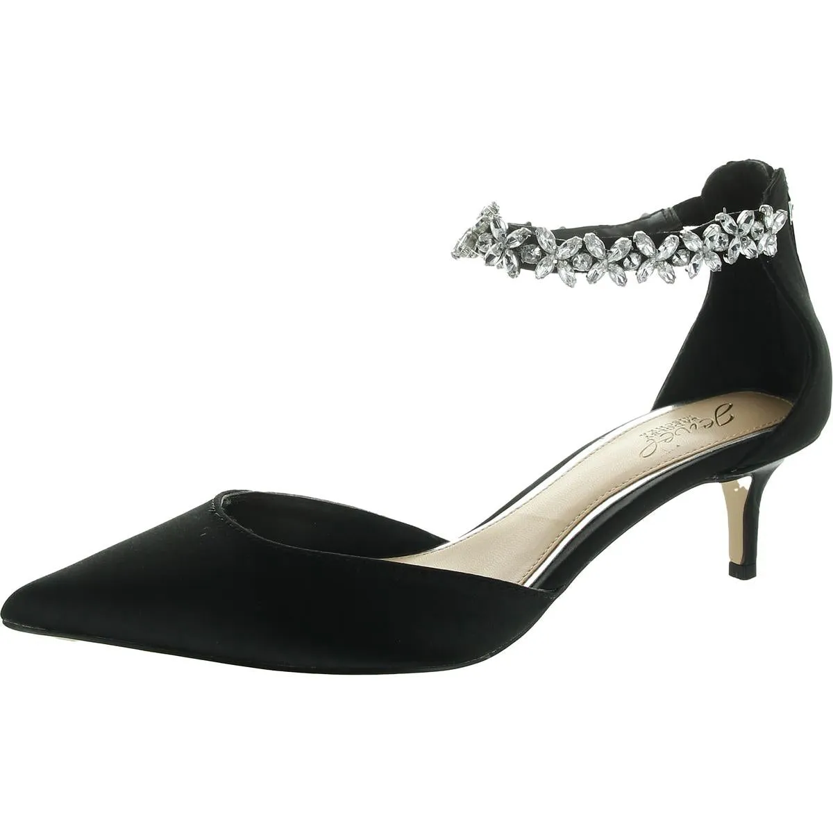 Womens Embellished Satin Ankle Strap