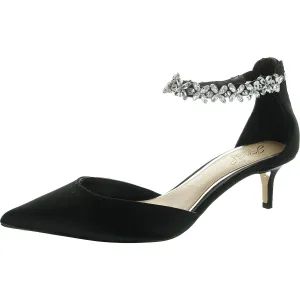 Womens Embellished Satin Ankle Strap