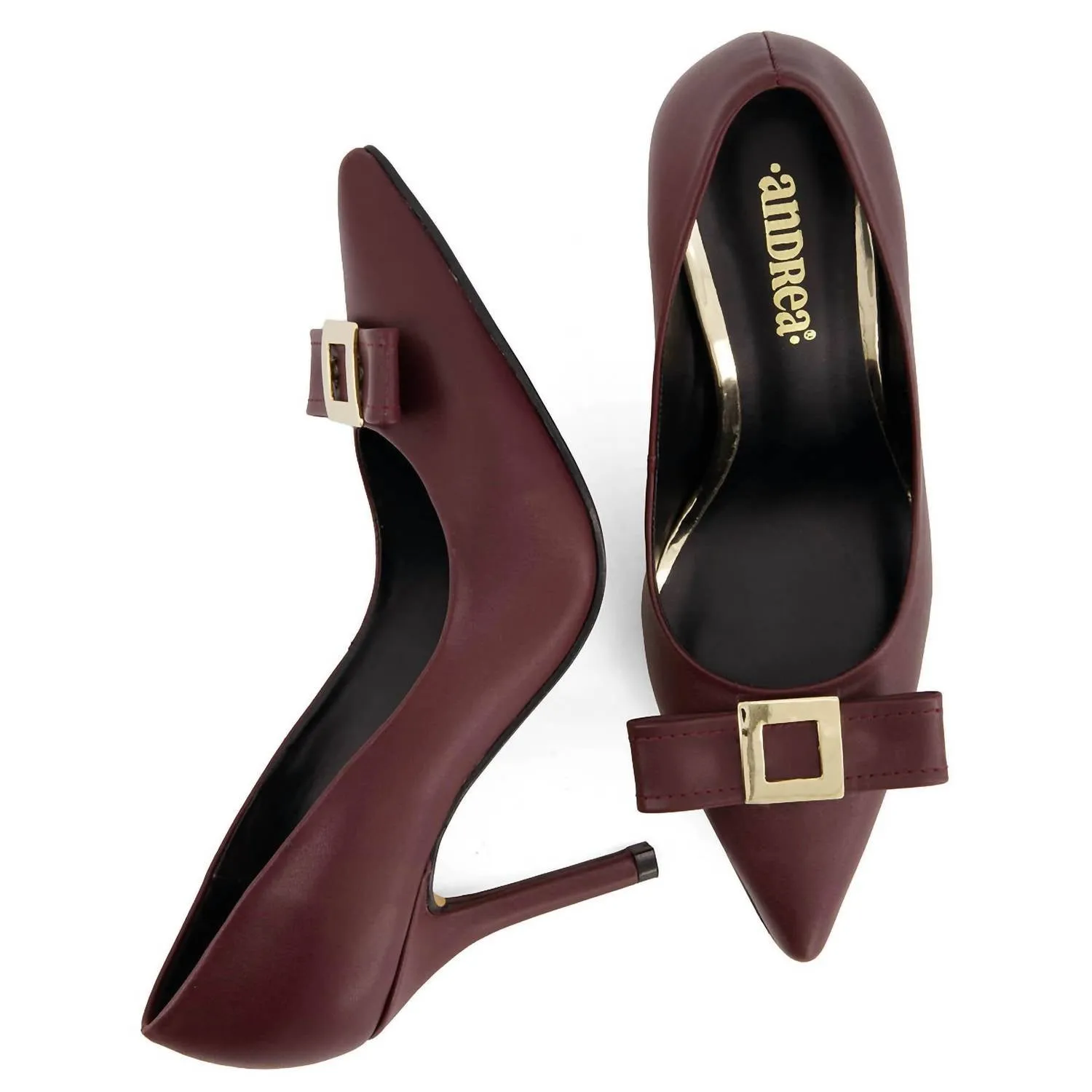 Women's Fashion Bow Stiletto Pumps In Burgundy