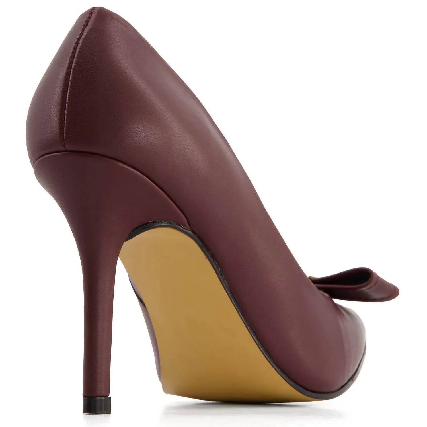 Women's Fashion Bow Stiletto Pumps In Burgundy