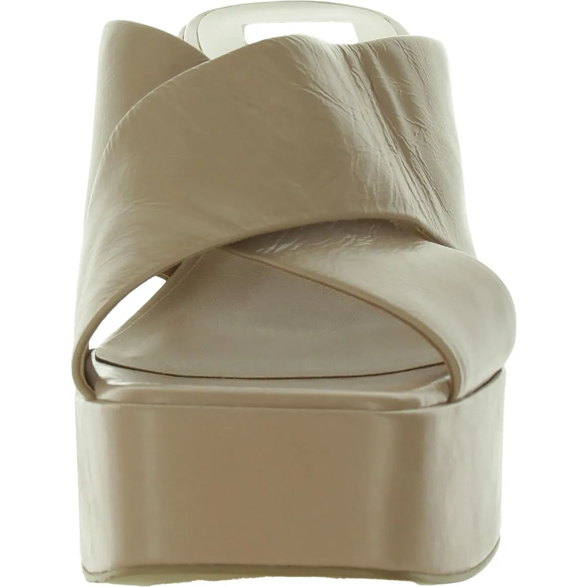 Womens Faux Leather Criss-Cross Slide