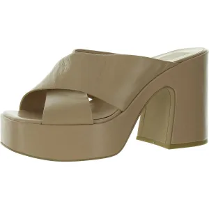 Womens Faux Leather Criss-Cross Slide