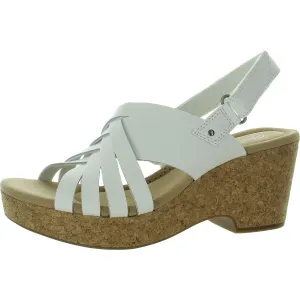 Womens Faux Leather Open toe Block Heels