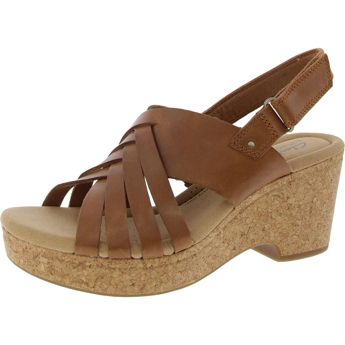 Womens Faux Leather Open toe Block Heels