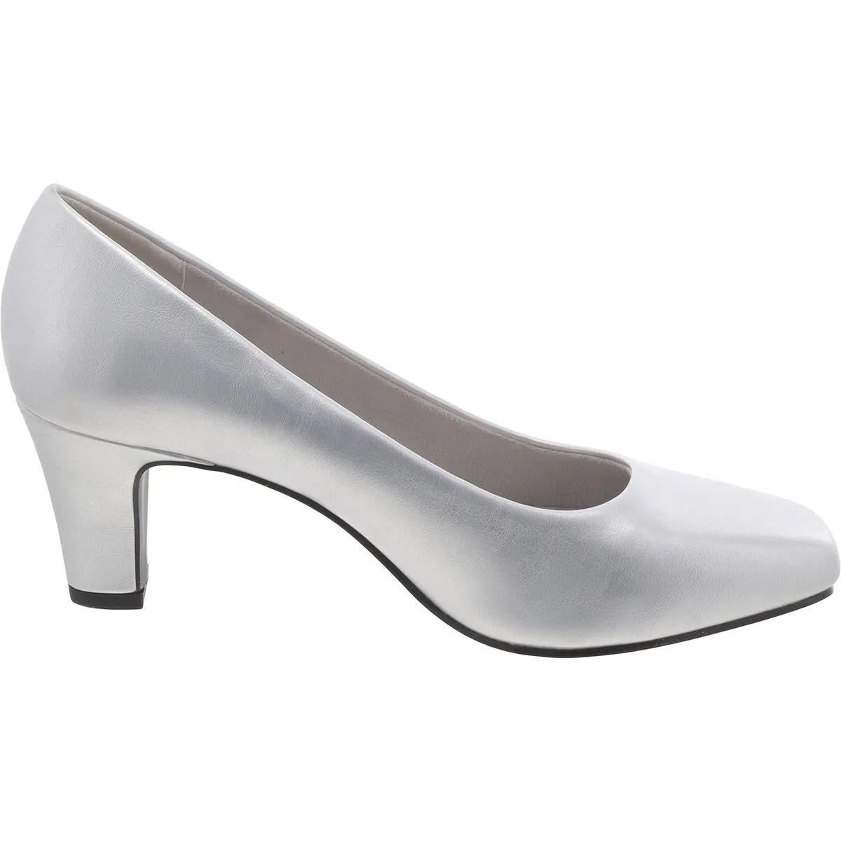 Womens Faux Leather Square Toe Pumps