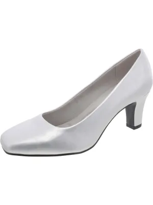 Womens Faux Leather Square Toe Pumps