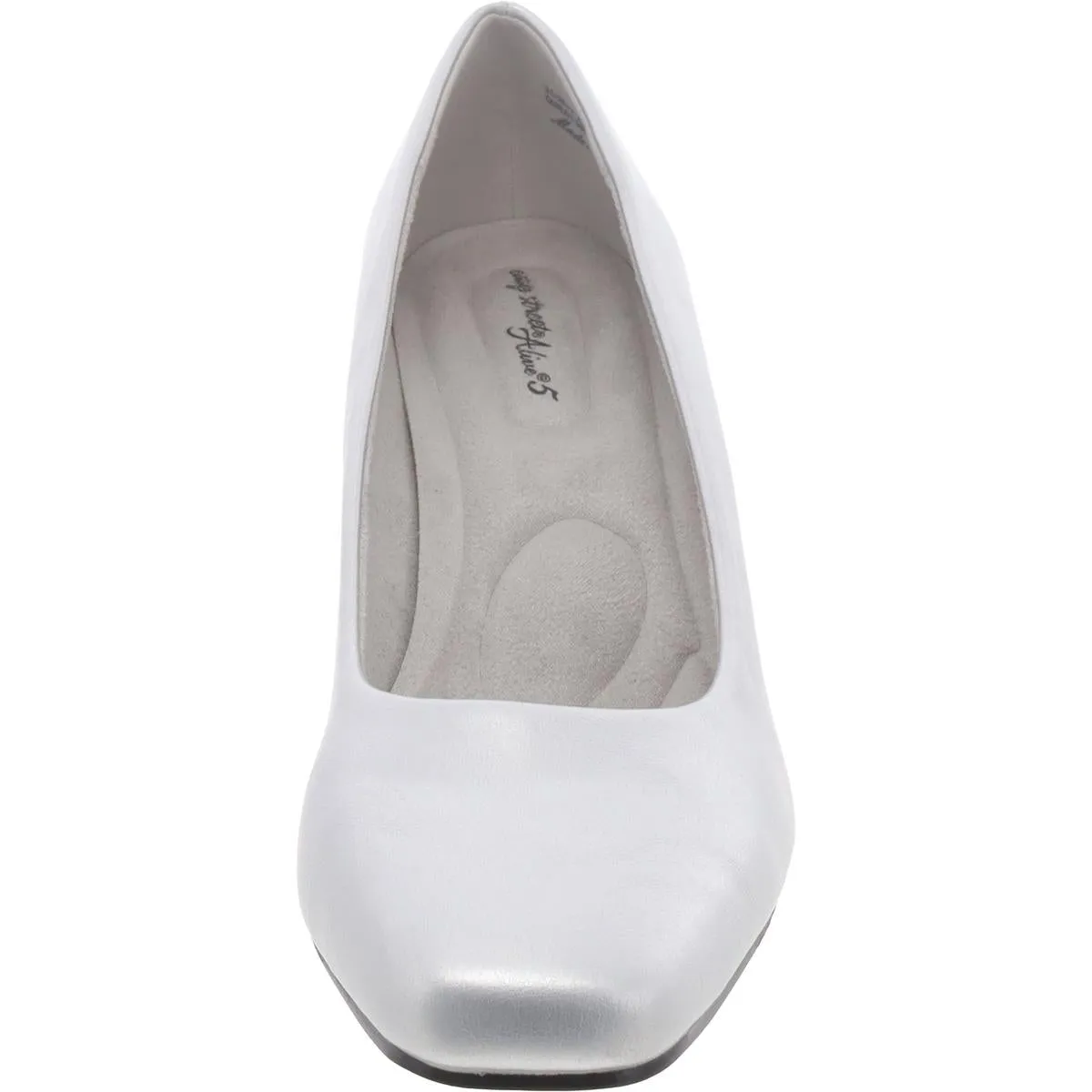 Womens Faux Leather Square Toe Pumps