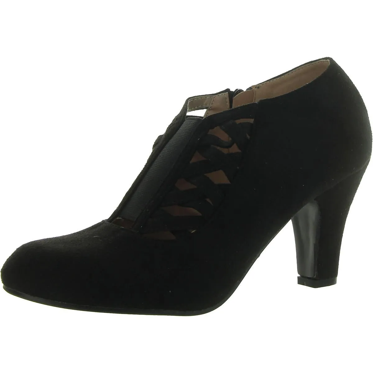Womens Faux Suede Ankle Loafer Heels
