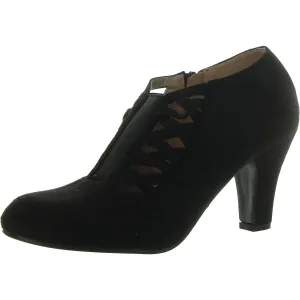 Womens Faux Suede Ankle Loafer Heels