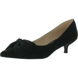 Womens Faux Suede Slip On Kitten Heels