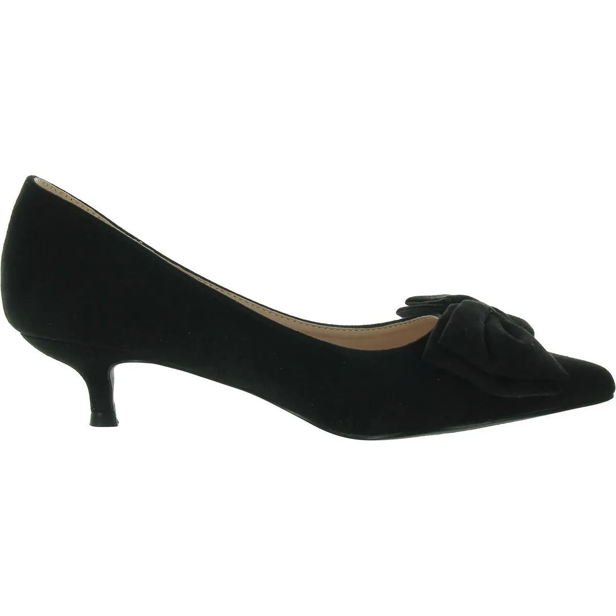 Womens Faux Suede Slip On Kitten Heels