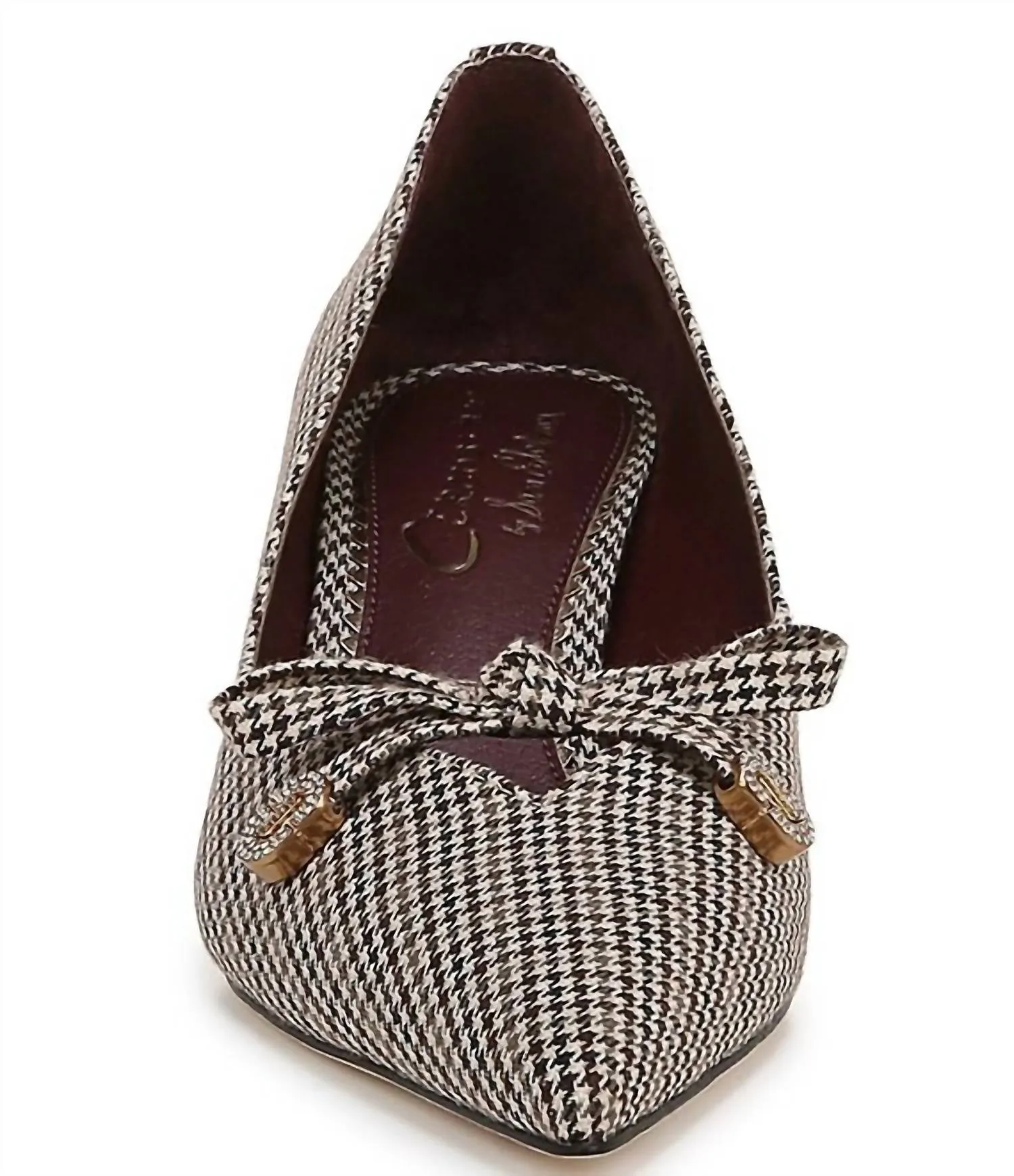 Women's Fleur Houndstooth Kitten Heel Dress Pumps In Black Natural Multi