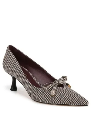 Women's Fleur Houndstooth Kitten Heel Dress Pumps In Black Natural Multi