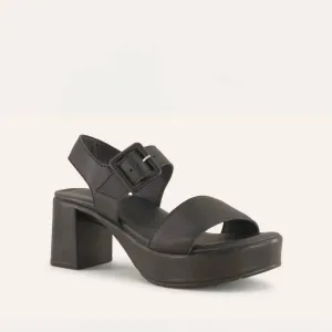 Women's Glamour Heel Sandals In Jet Black Leather