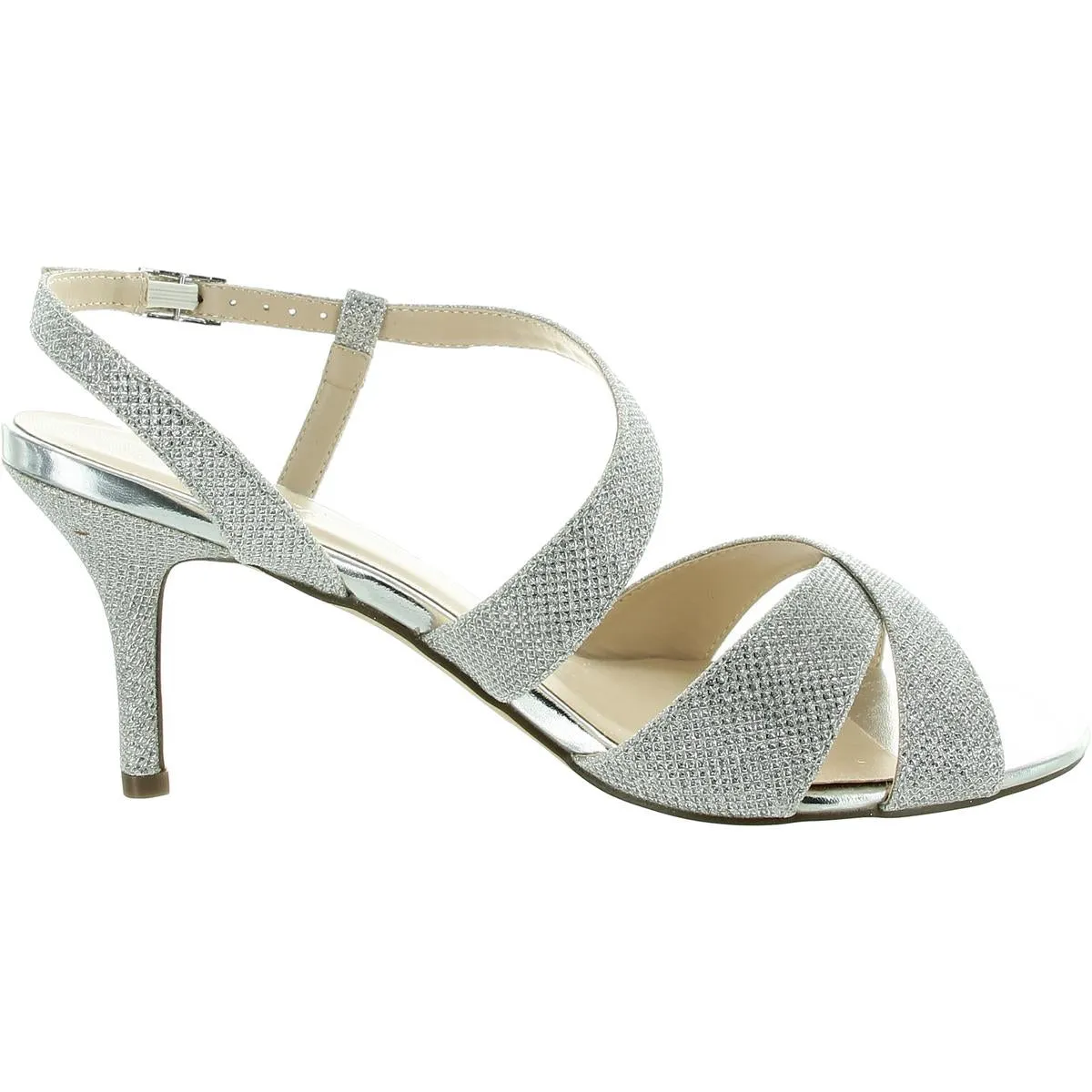 Womens Glitter Manmade Slingback Heels