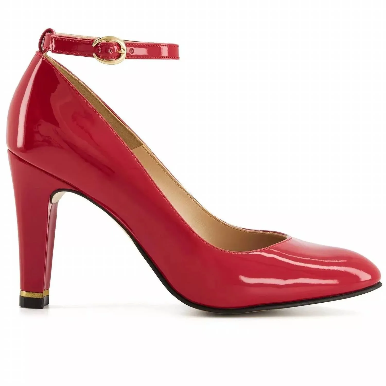 Women's High Heels Ankle Buckle Strap Shoes In Red
