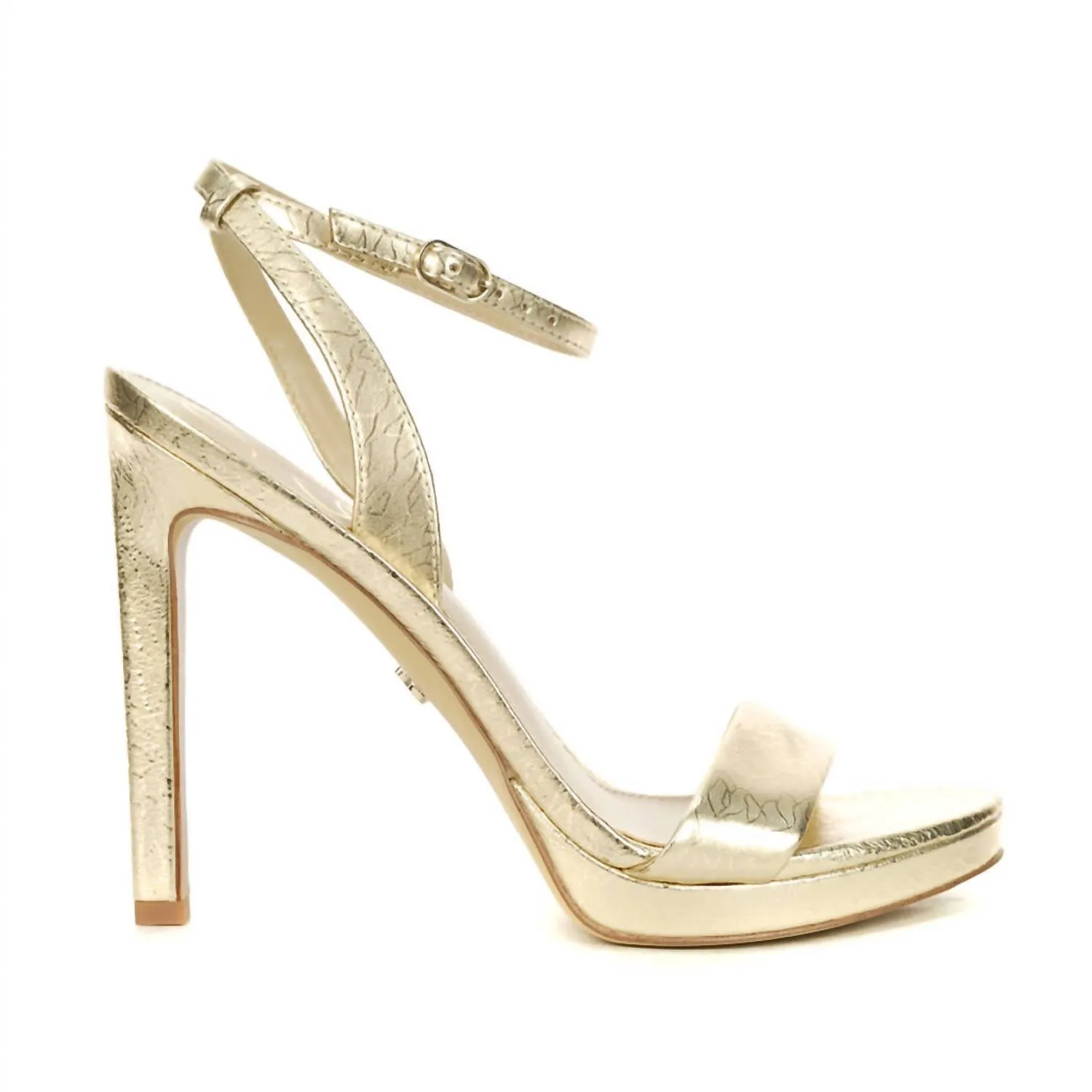 Women's Jade Heel Pump Shoes In Gold Leaf Leather