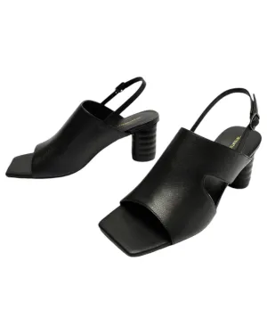 Women's Kang Heels In Black Crinkle Patent