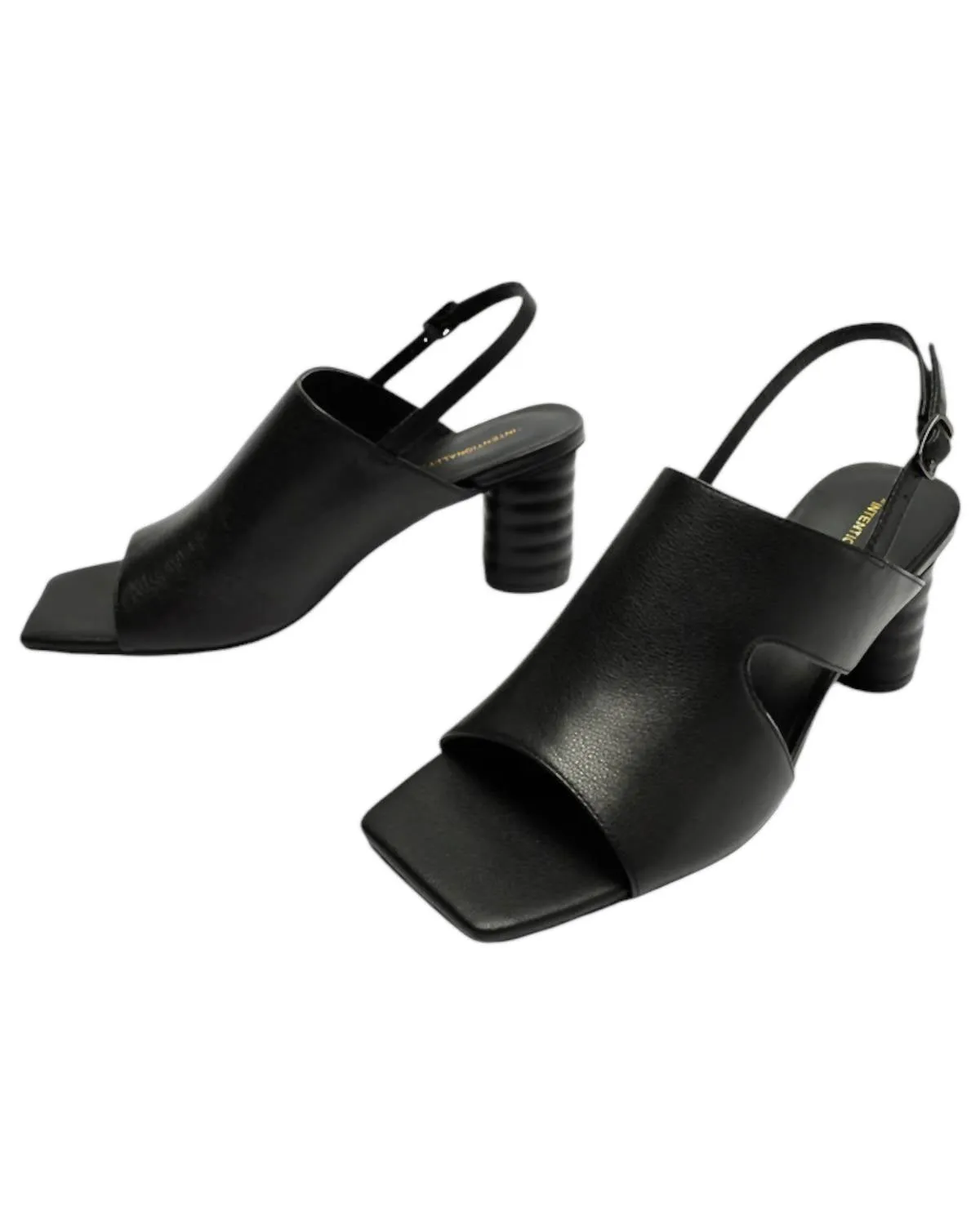 Women's Kang Heels In Black Crinkle Patent