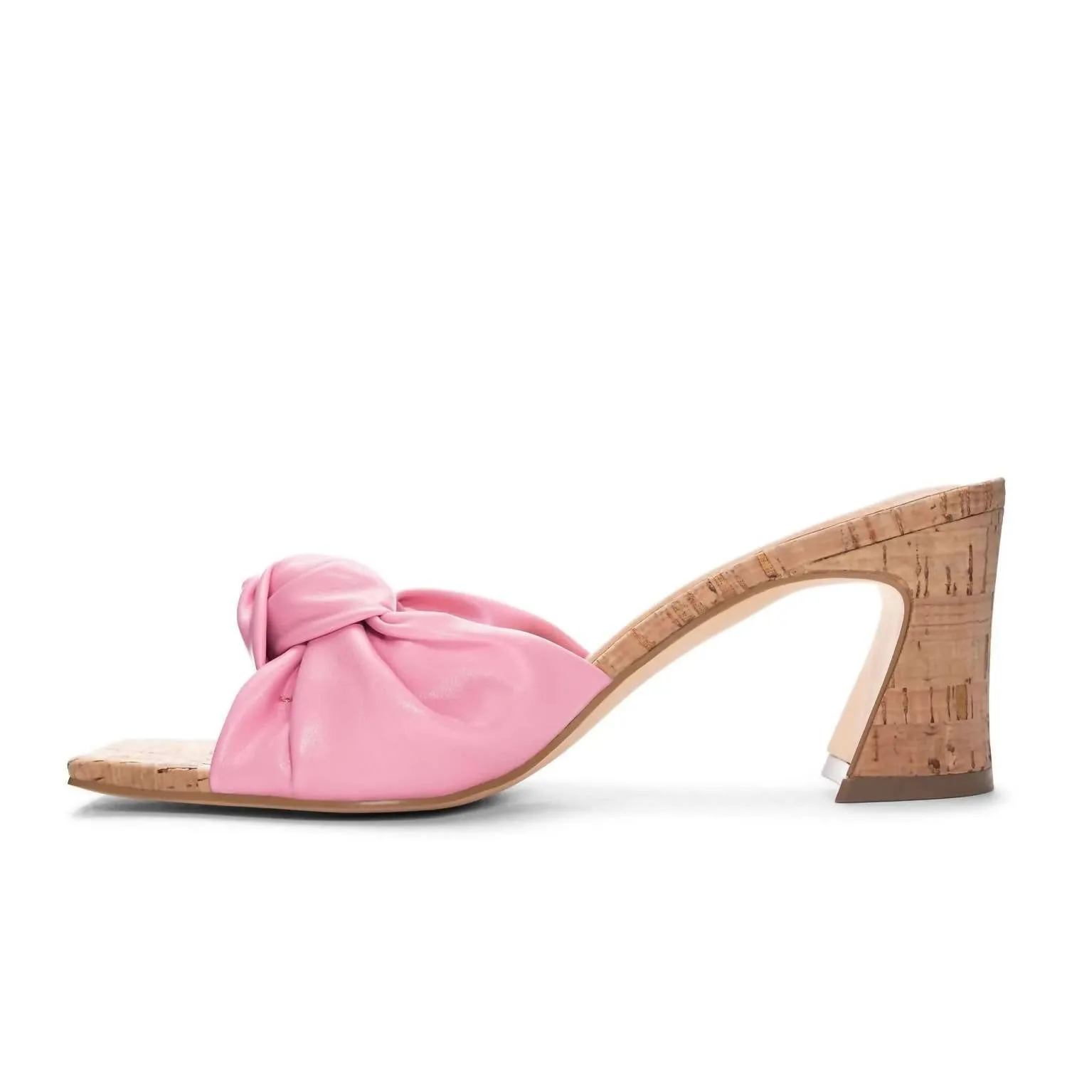Women's Knotted Cork Chunky Heel In Pink